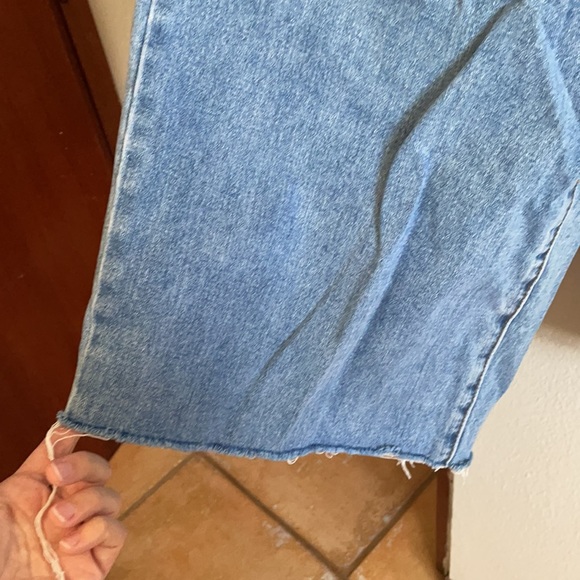 Forever 21 Culottes Raw Hem High Waisted Wide Jeans L Large Gaucho Pants - Picture 4 of 12